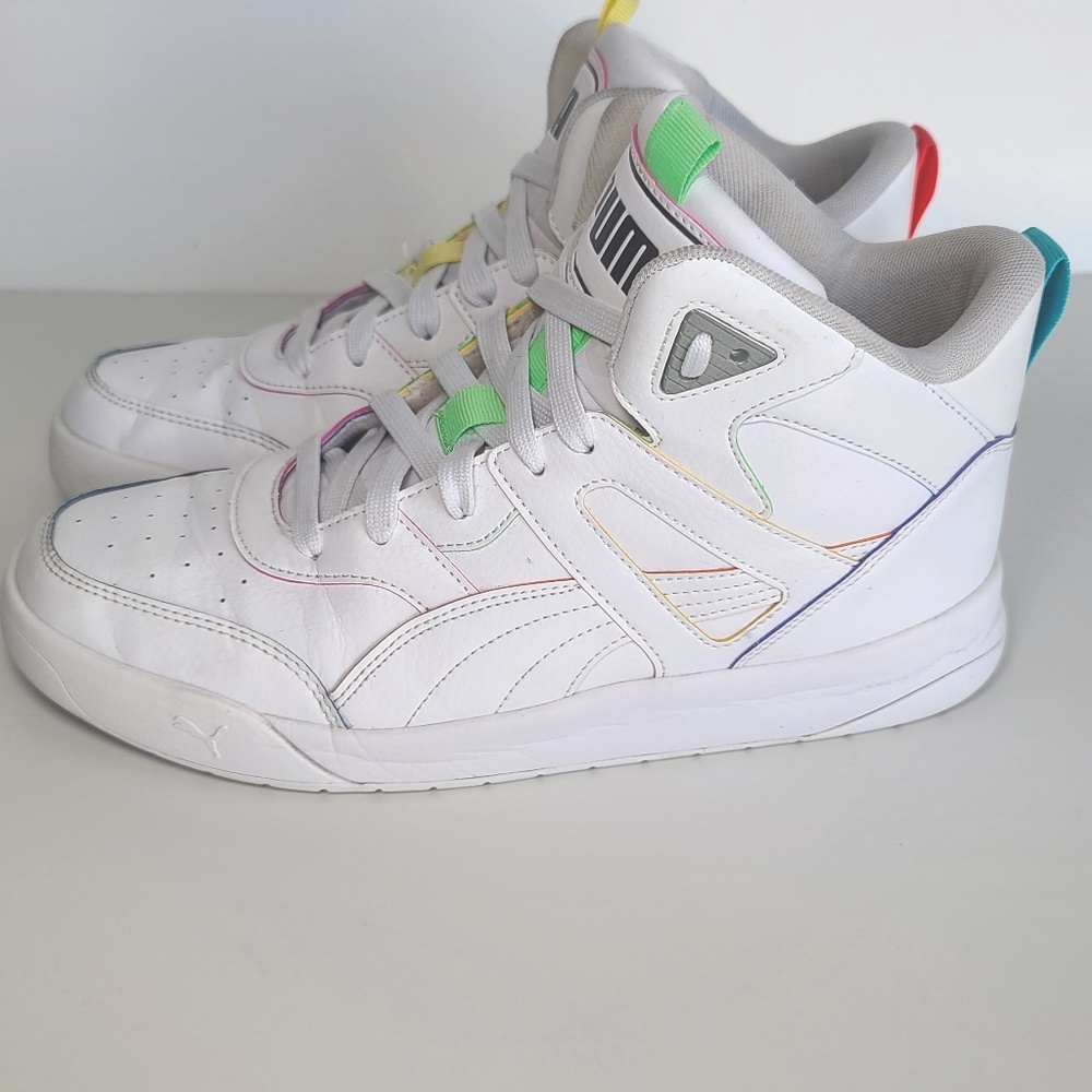 Puma Backcourt Mid Rainbow white sneaker size 10.5